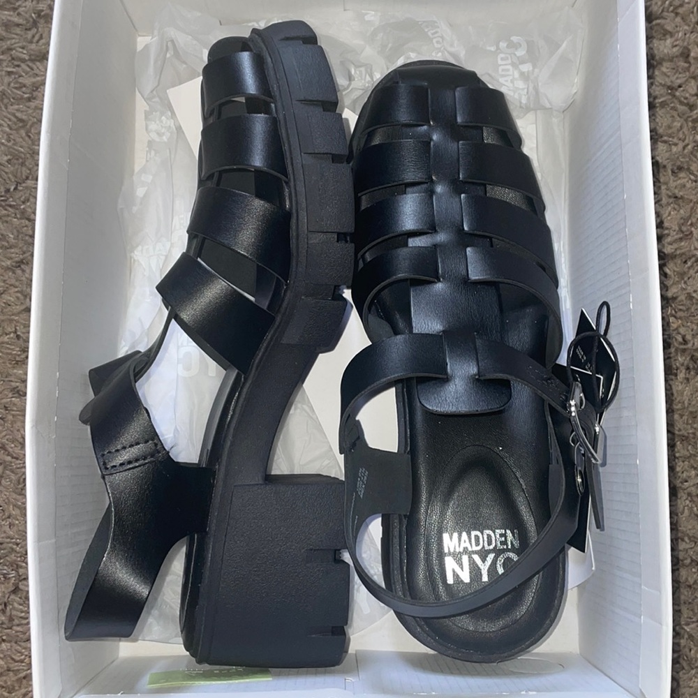 Madden NYC Black Platform Sandals